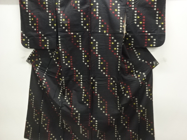 アンティーク　抽象模様織出し銘仙着物